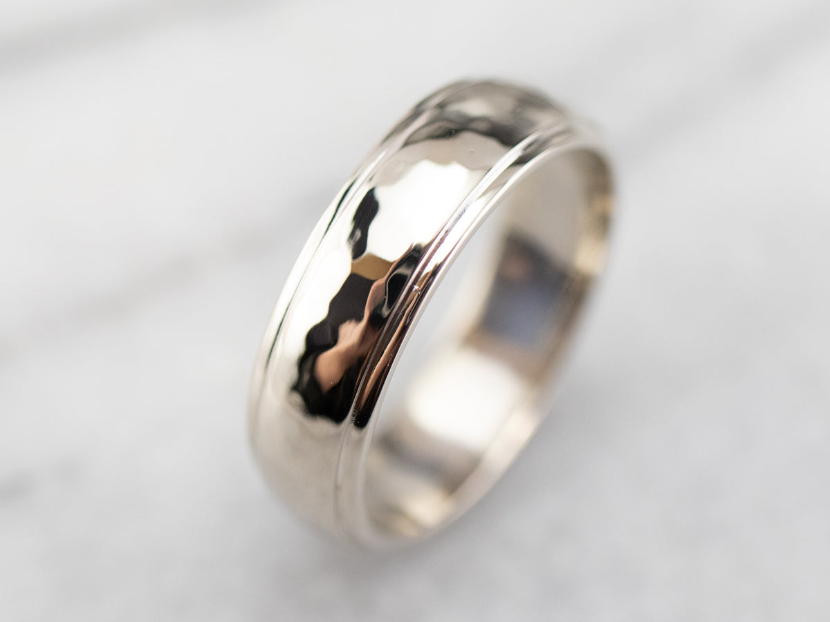 Hammered Finished Gold Band