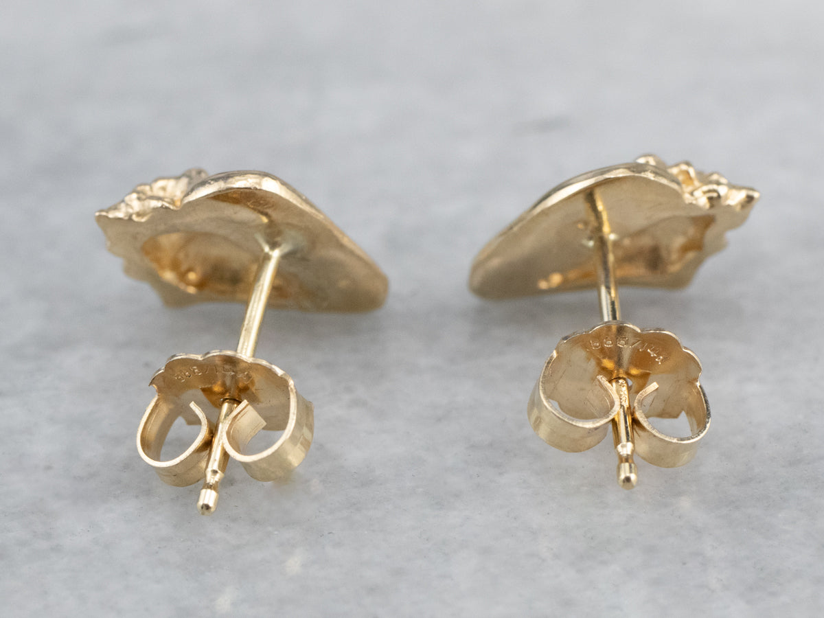 Golden Conch Shell Stud Earrings