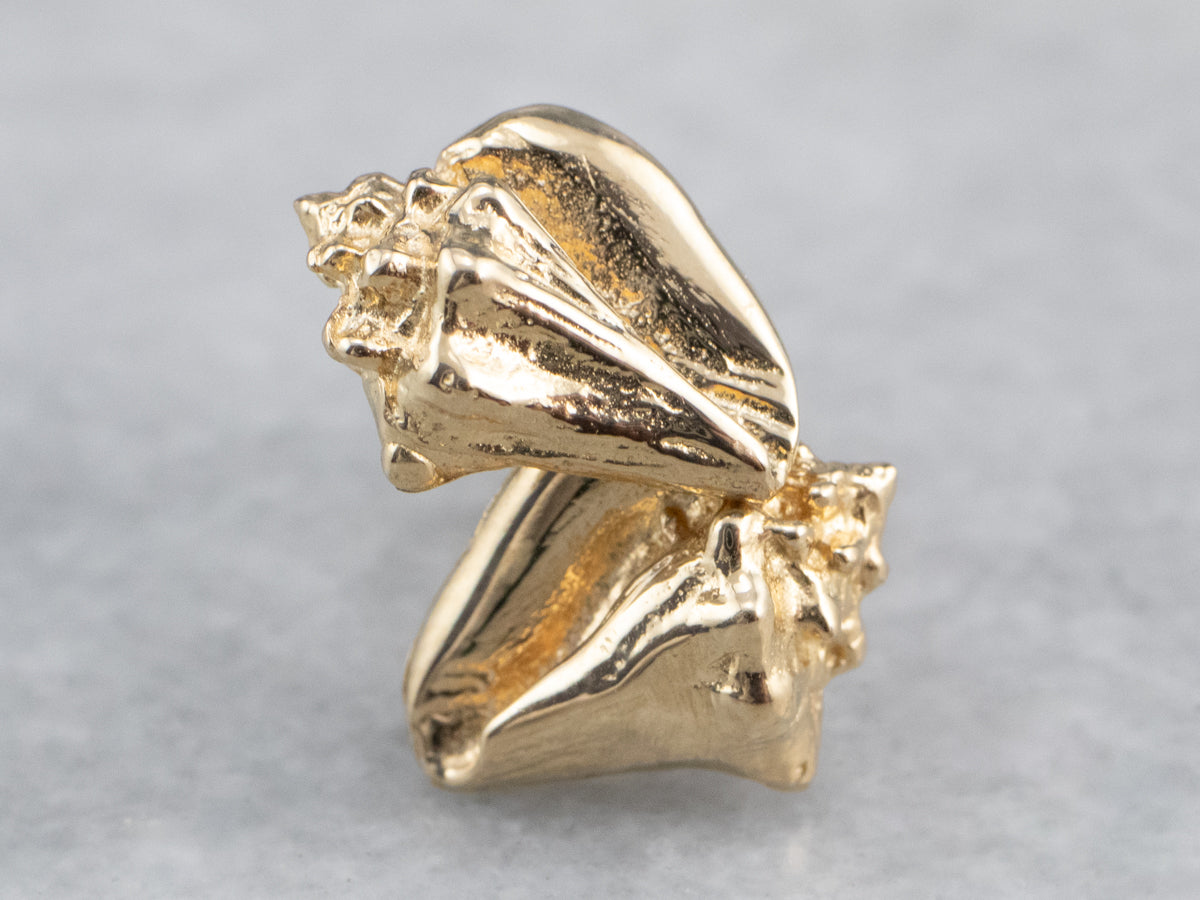 Golden Conch Shell Stud Earrings