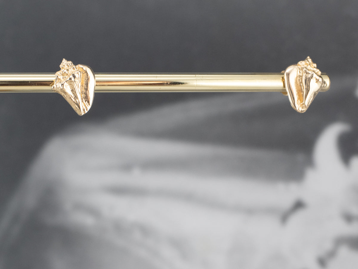 Golden Conch Shell Stud Earrings