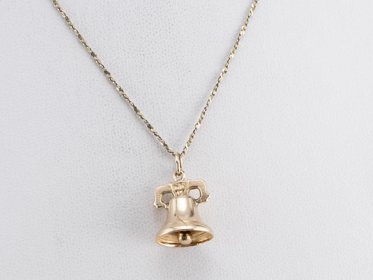 Vintage Gold Liberty Bell Charm