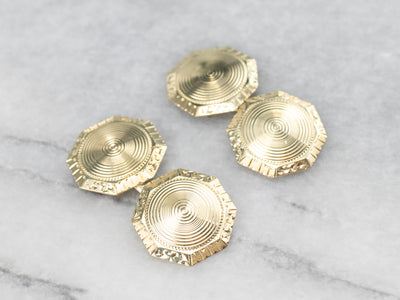 Late Art Deco Etched Green Gold Cufflinks
