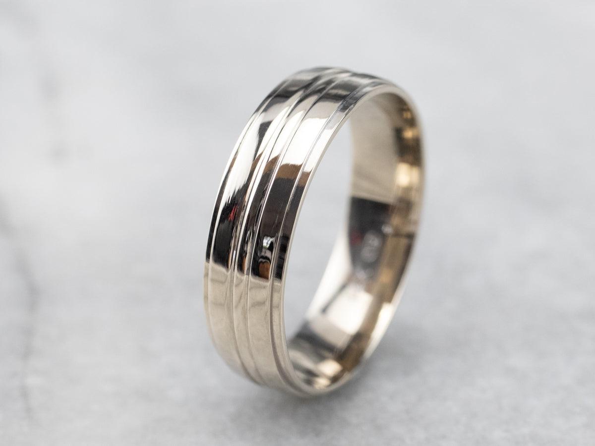 Unisex White Gold Lined Band