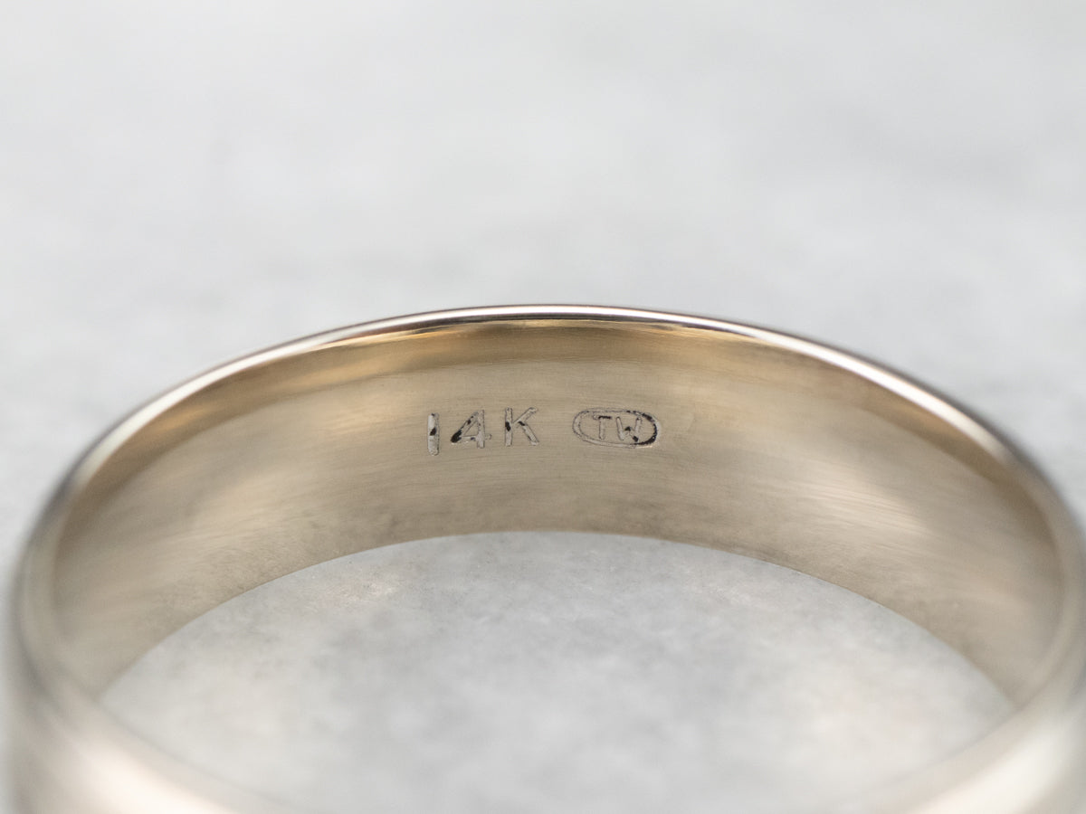 Unisex White Gold Lined Band
