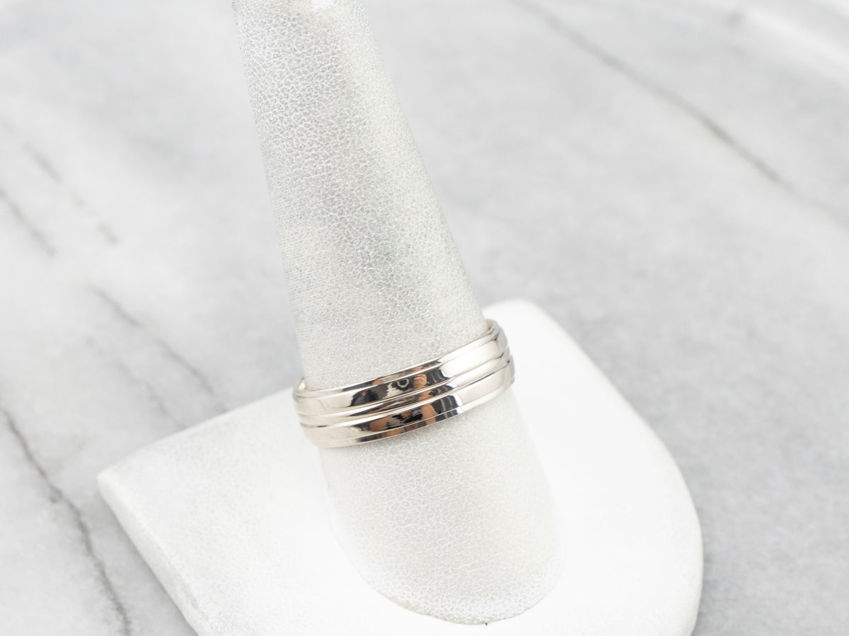 Unisex White Gold Lined Band