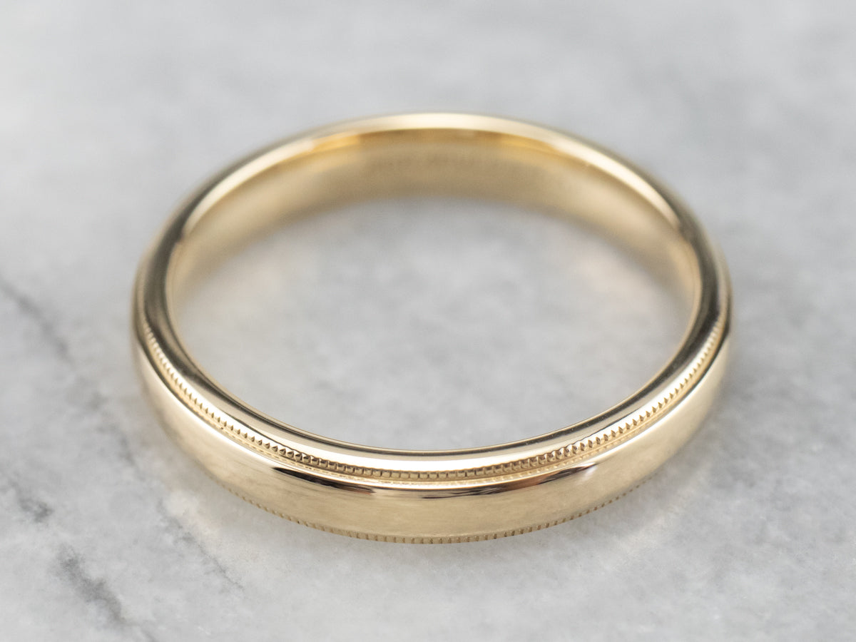Milgrain Edge Yellow Gold Wedding Band