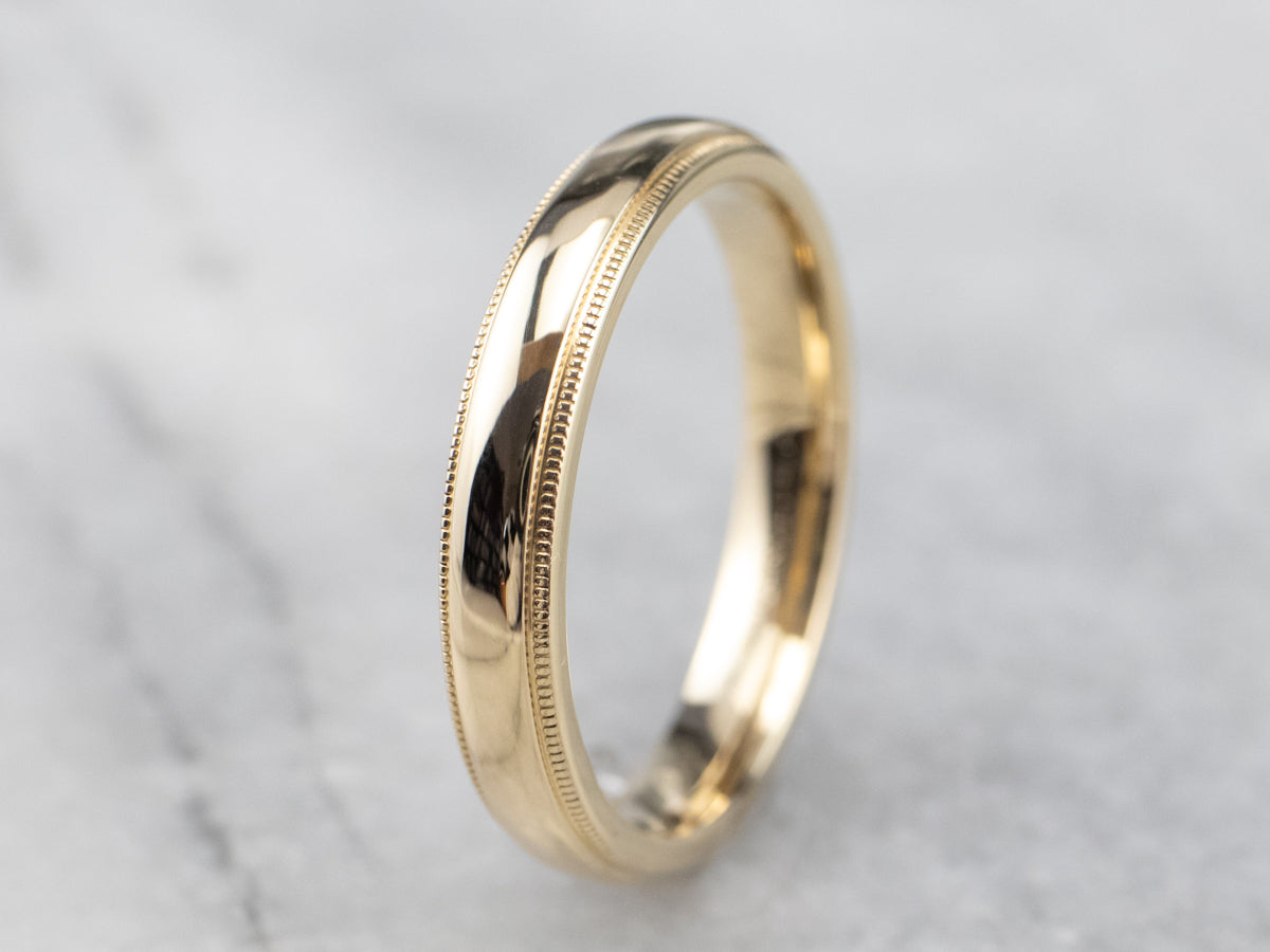 Milgrain Edge Yellow Gold Wedding Band