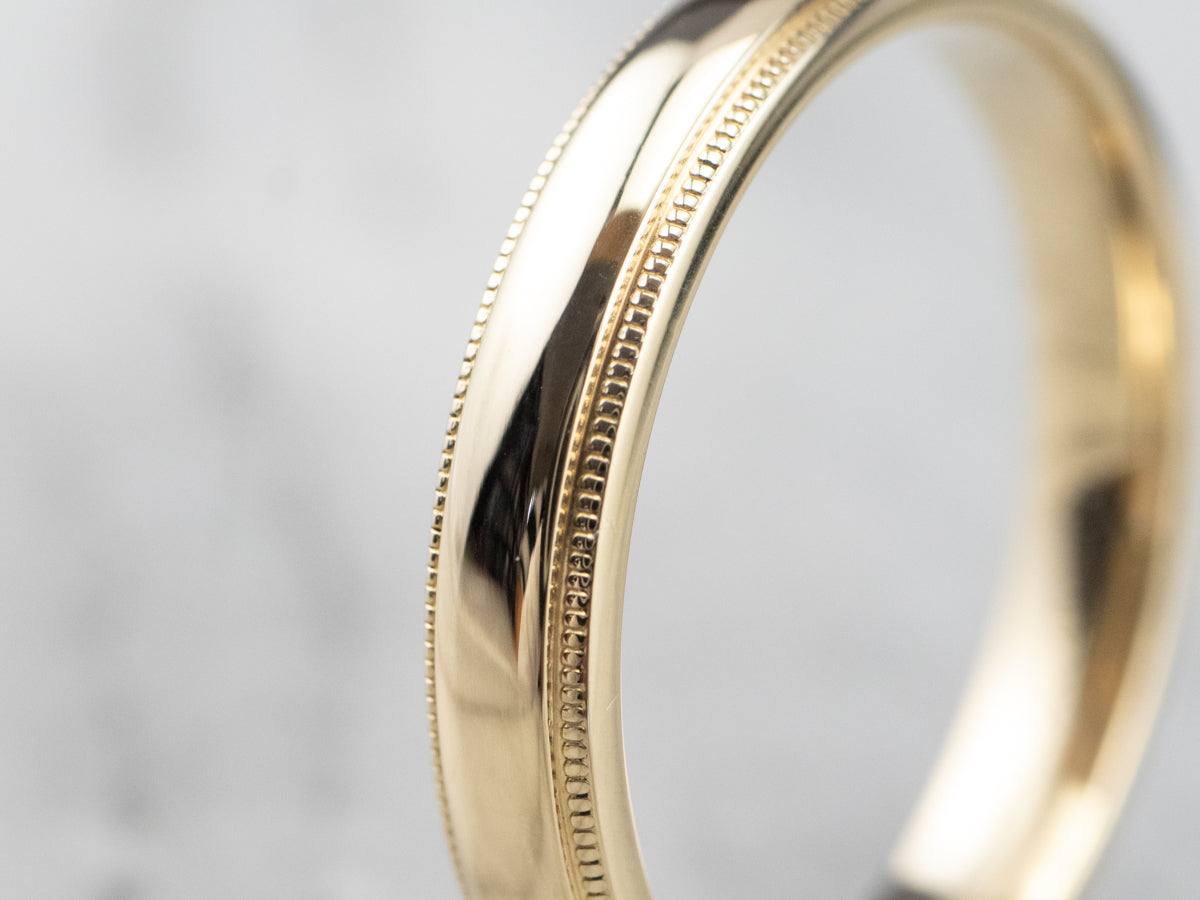 Milgrain Edge Yellow Gold Wedding Band