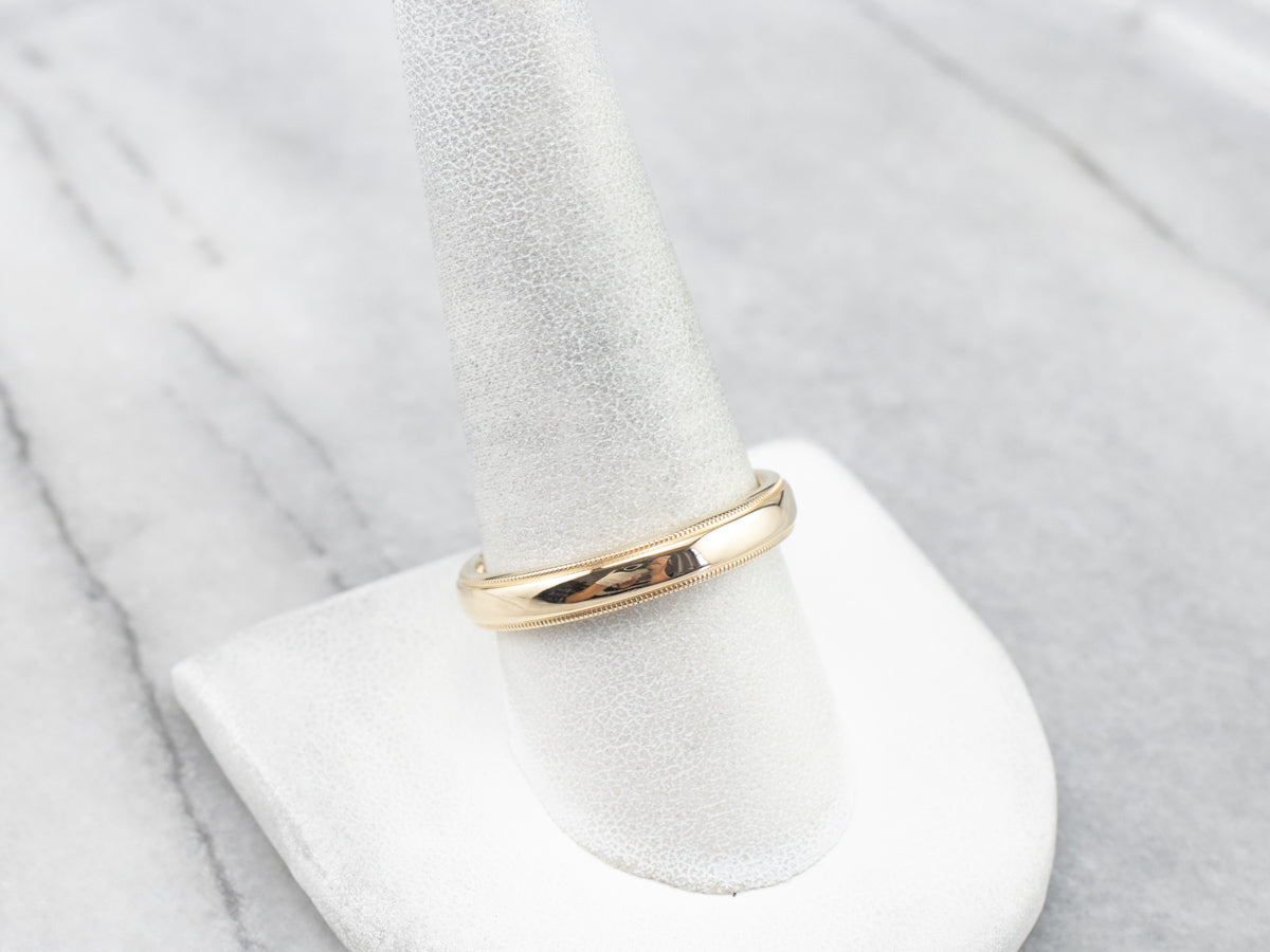 Milgrain Edge Yellow Gold Wedding Band
