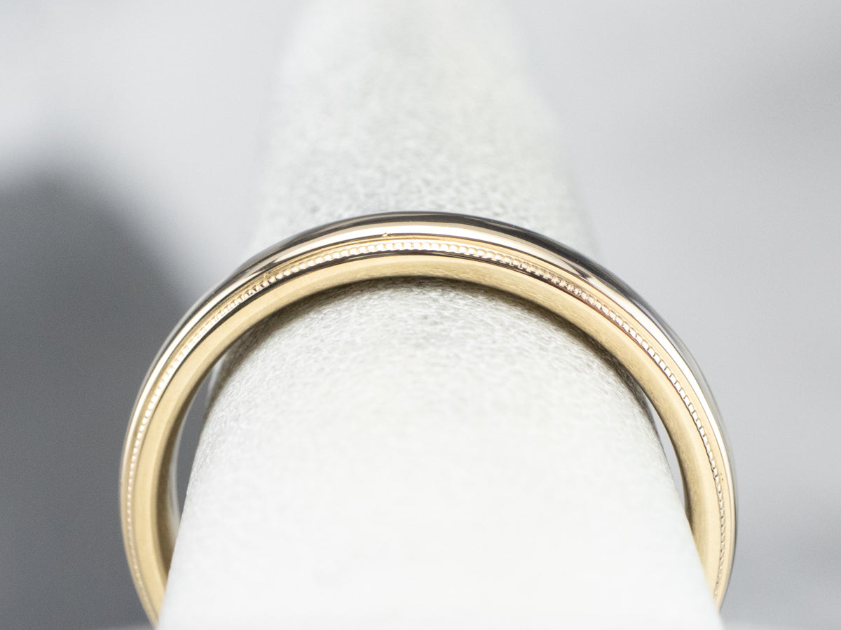 Milgrain Edge Yellow Gold Wedding Band