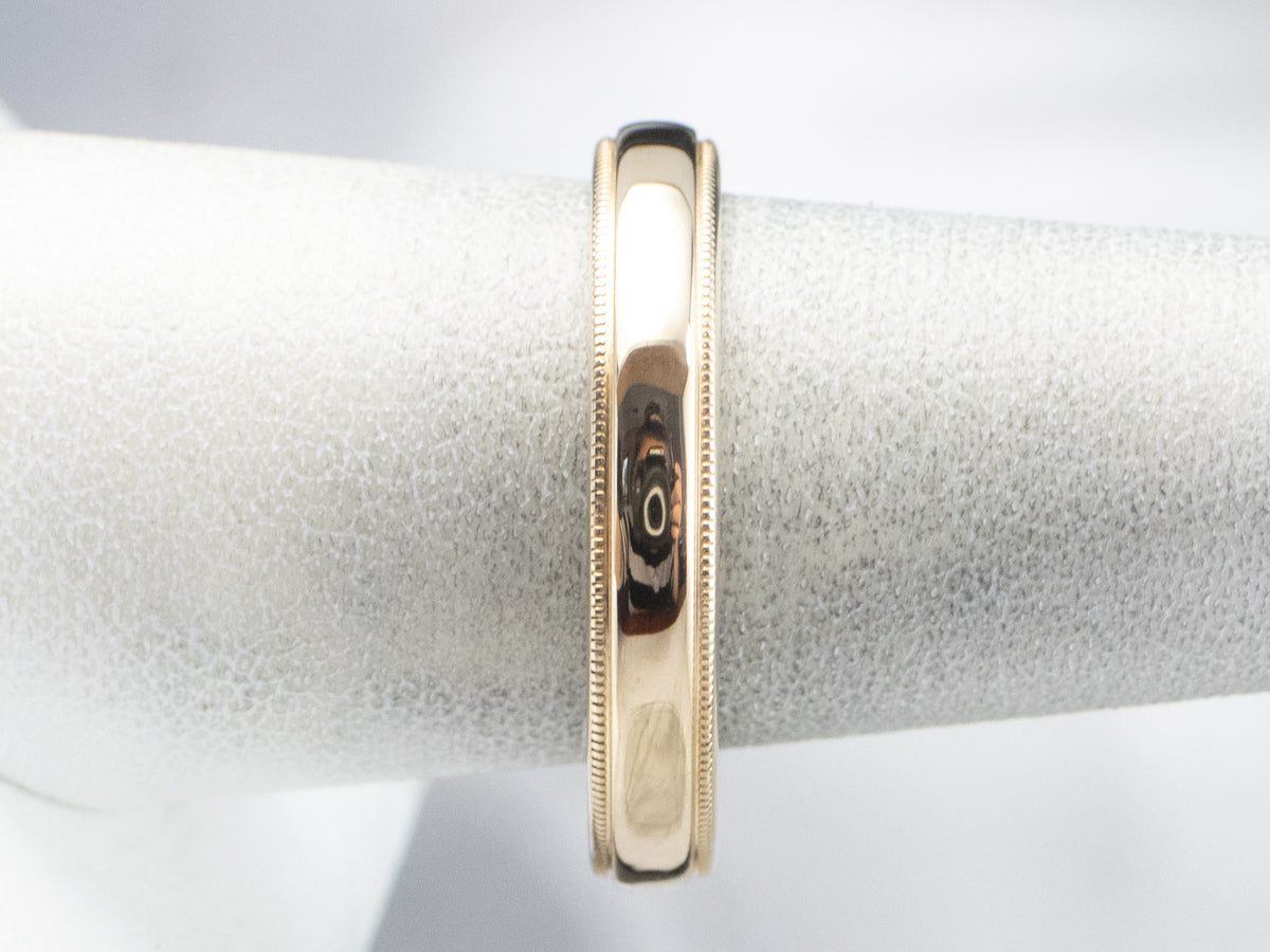 Milgrain Edge Yellow Gold Wedding Band