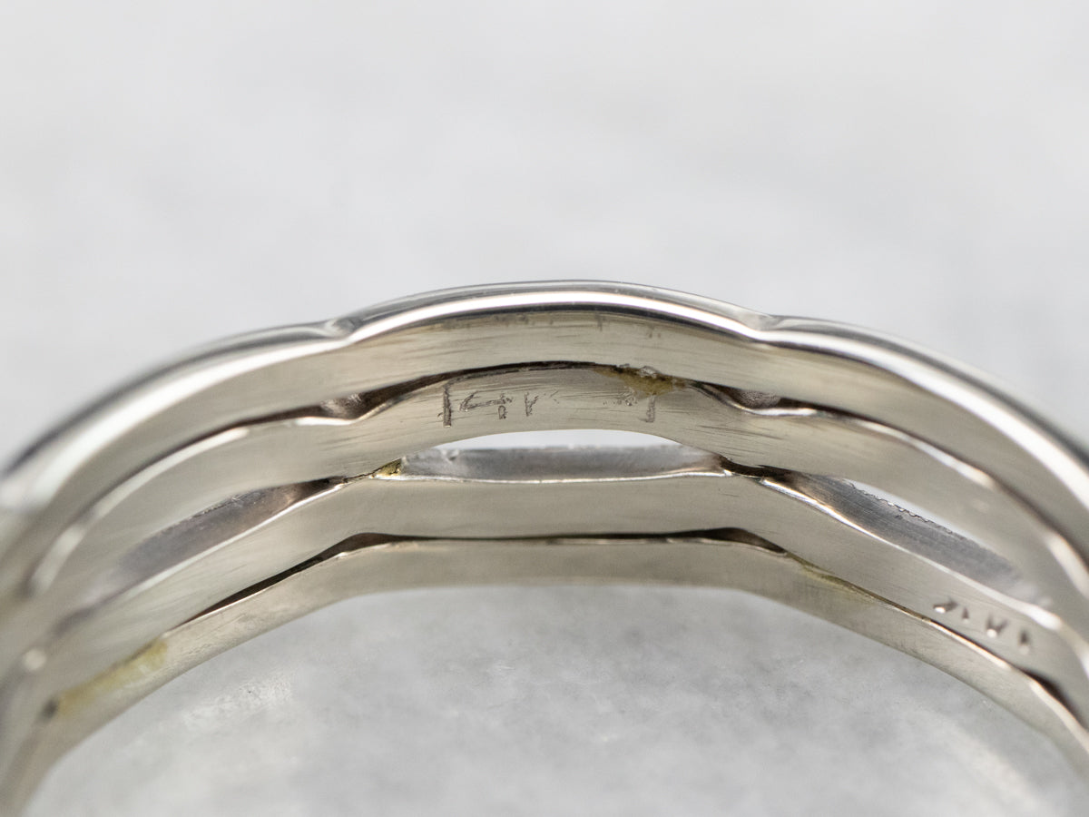 Pierced White Gold Scalloped Pattern Band