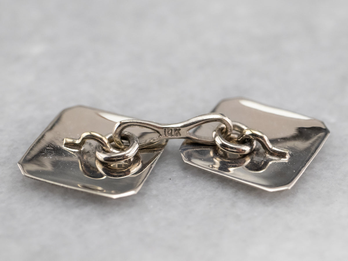 Art Deco Ornate White Gold Cufflinks