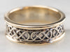 Two Tone Gold Lattice Patterned Band Ring