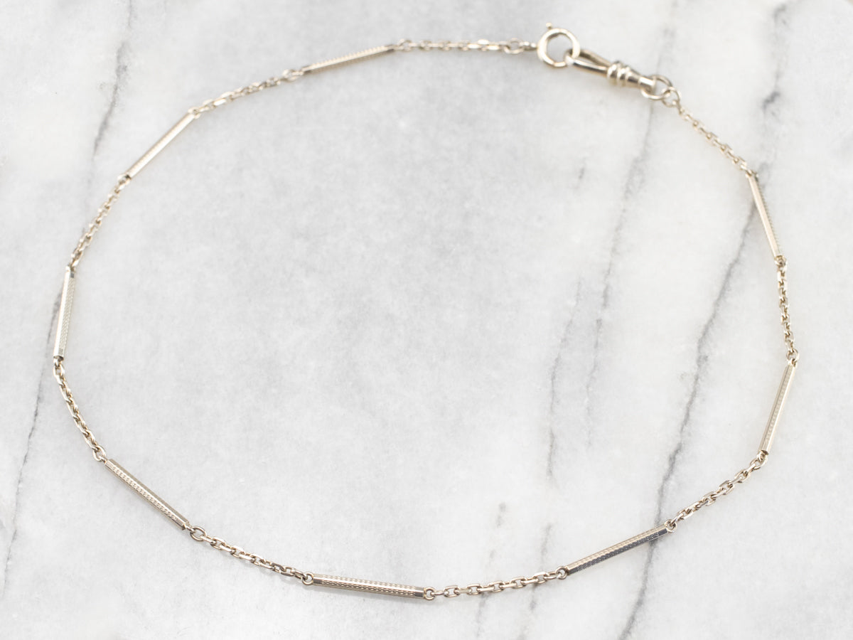 Art Deco White Gold Bar Link Watch Chain