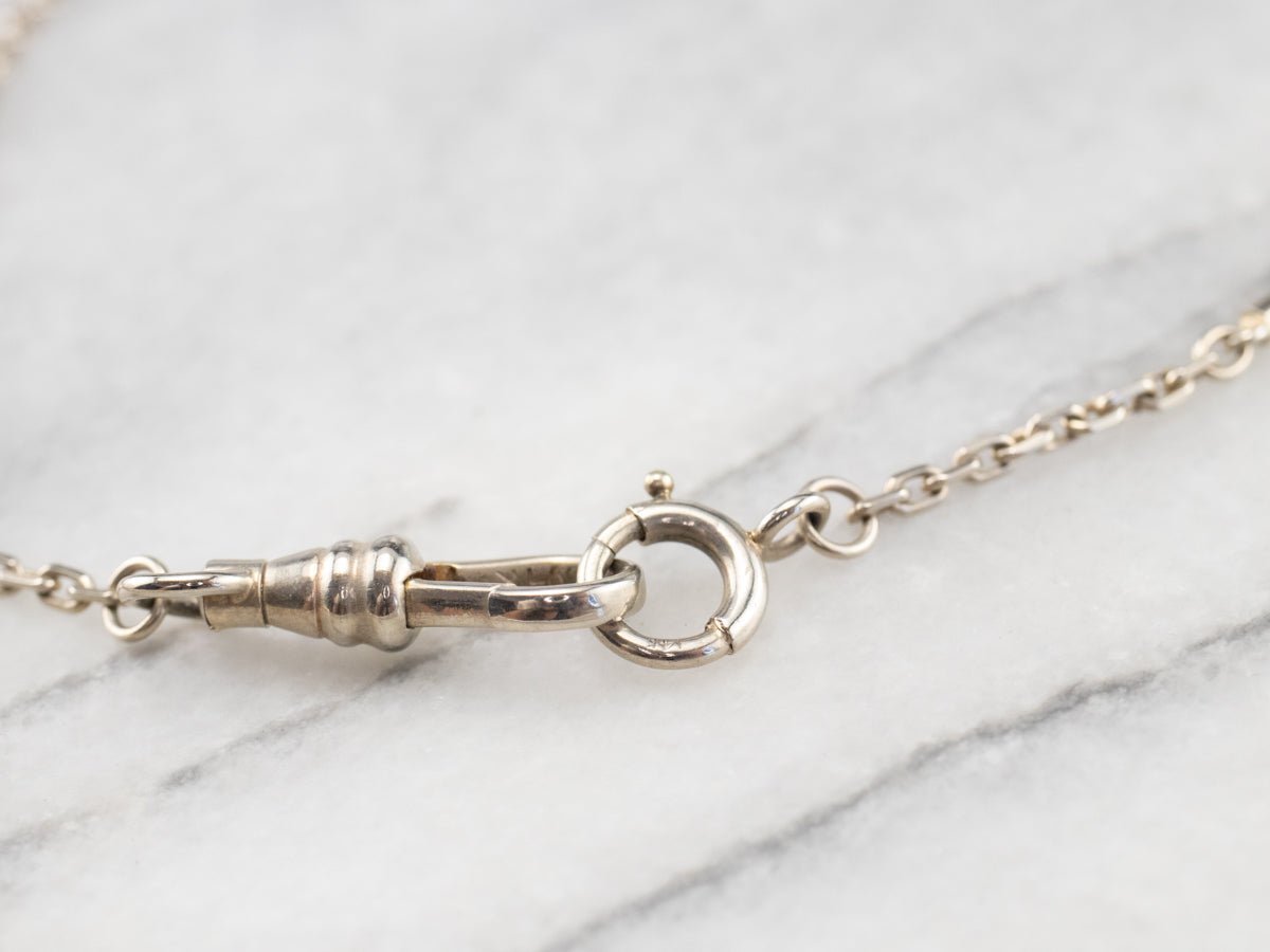 Art Deco White Gold Bar Link Watch Chain