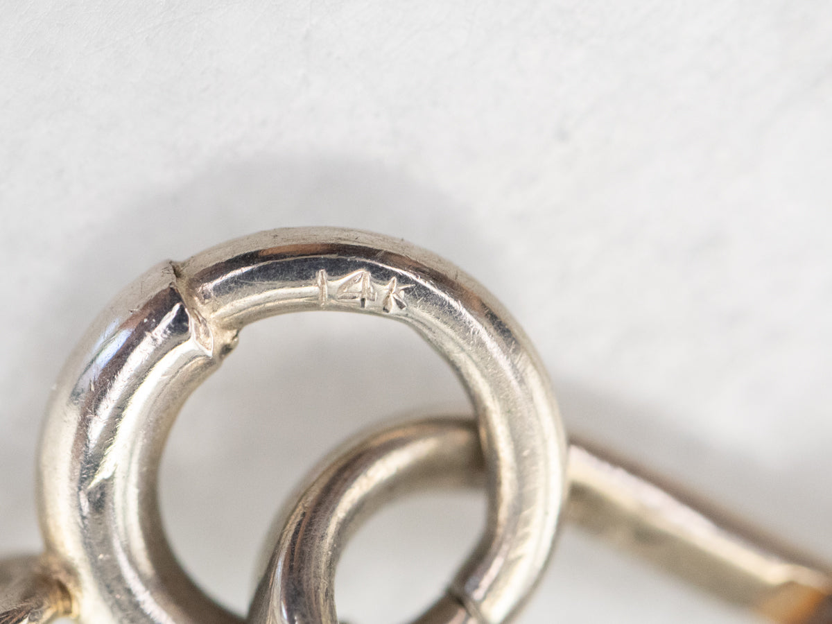 Art Deco White Gold Bar Link Watch Chain