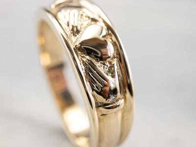 14K Gold Claddagh Band Ring