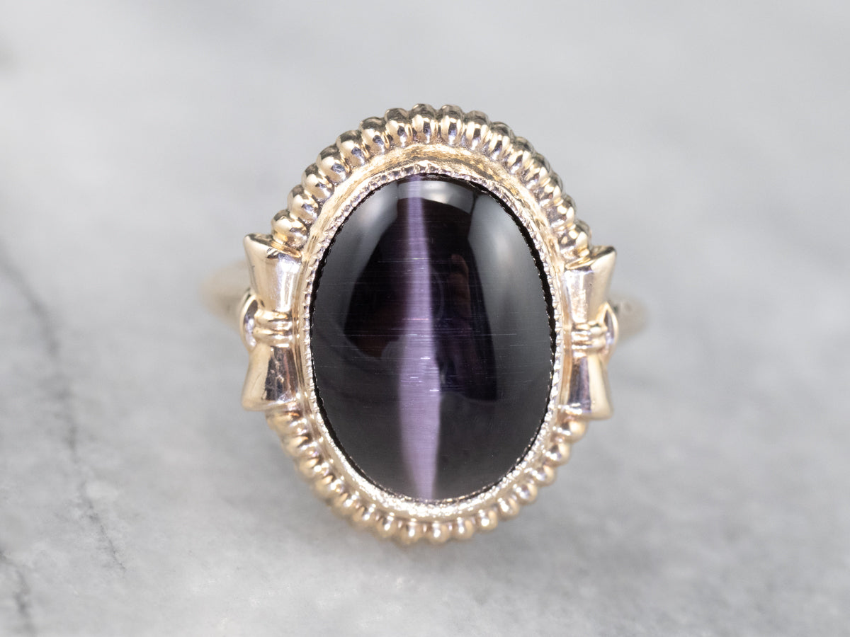 Retro Cat's Eye Sillimanite Gold Ring