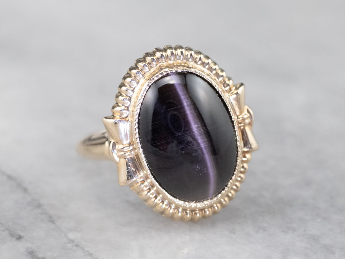 Retro Cat's Eye Sillimanite Gold Ring