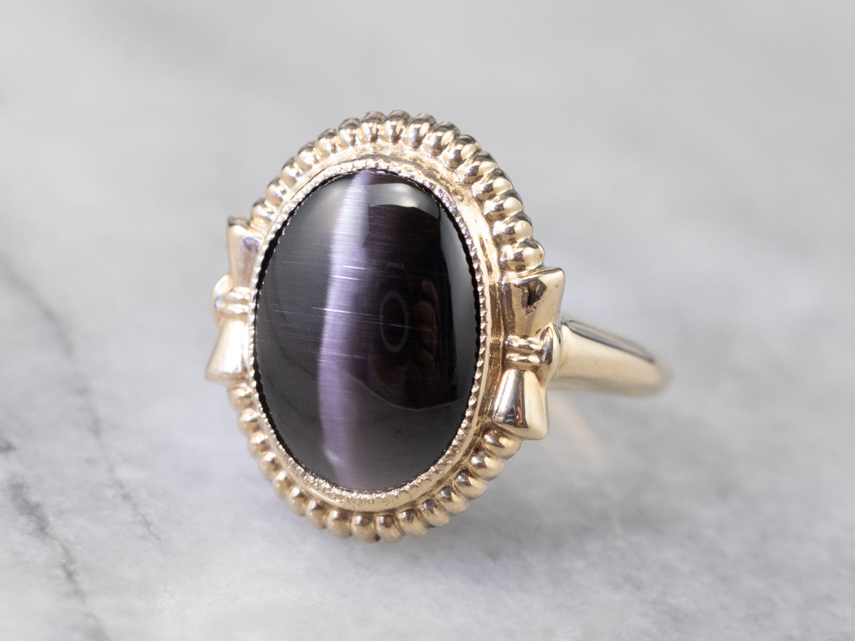 Retro Cat's Eye Sillimanite Gold Ring