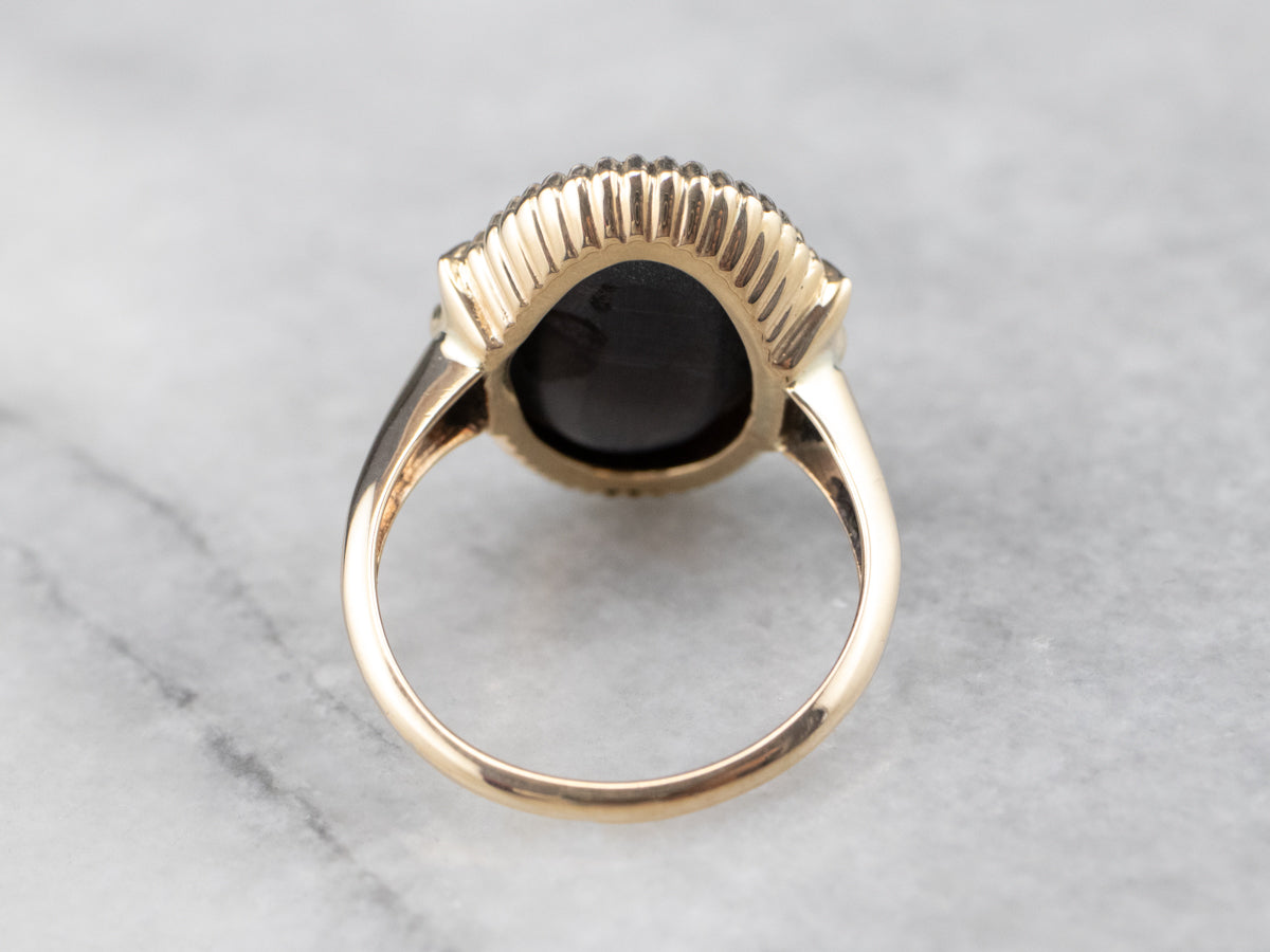 Retro Cat's Eye Sillimanite Gold Ring