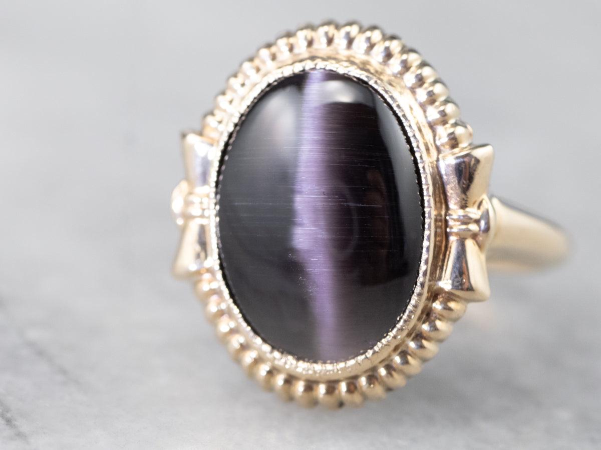 Retro Cat's Eye Sillimanite Gold Ring