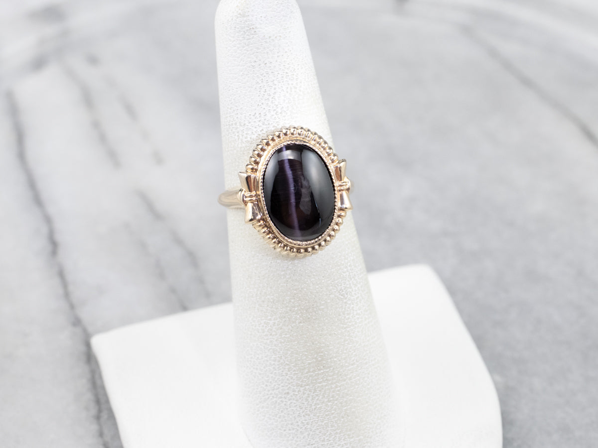 Retro Cat's Eye Sillimanite Gold Ring