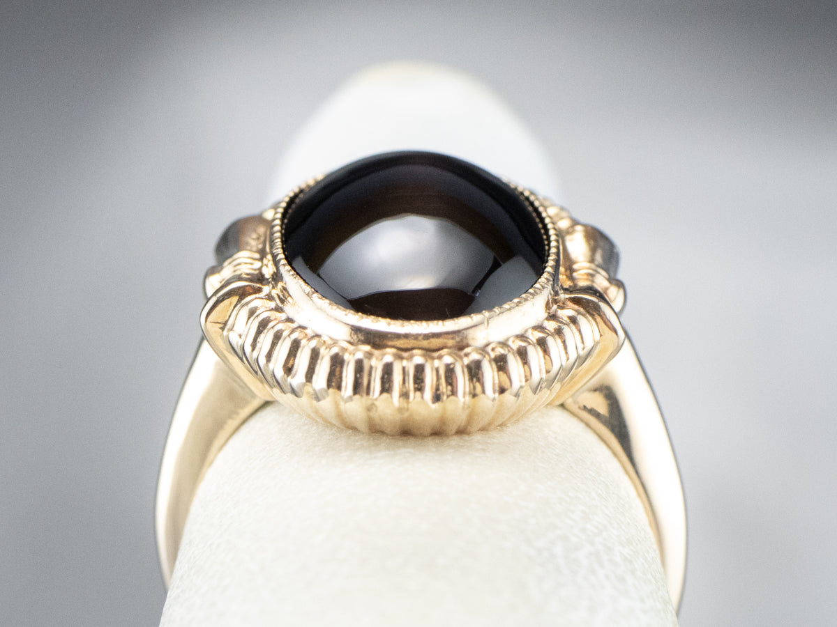 Retro Cat's Eye Sillimanite Gold Ring