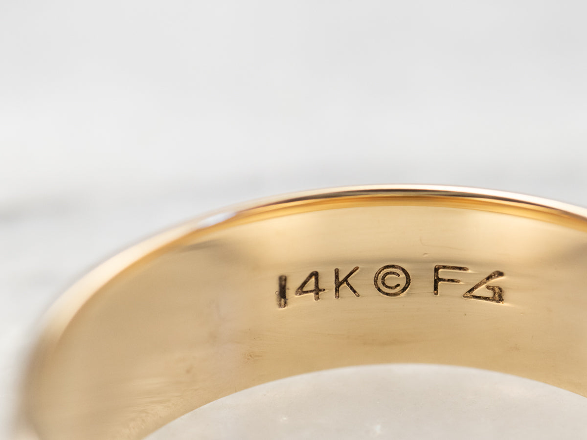 Patterned Two Tone Gold Wedding Band