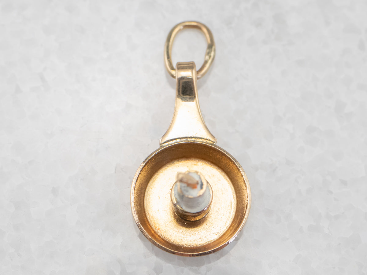 Vintage Enamel Candlestick Gold Charm