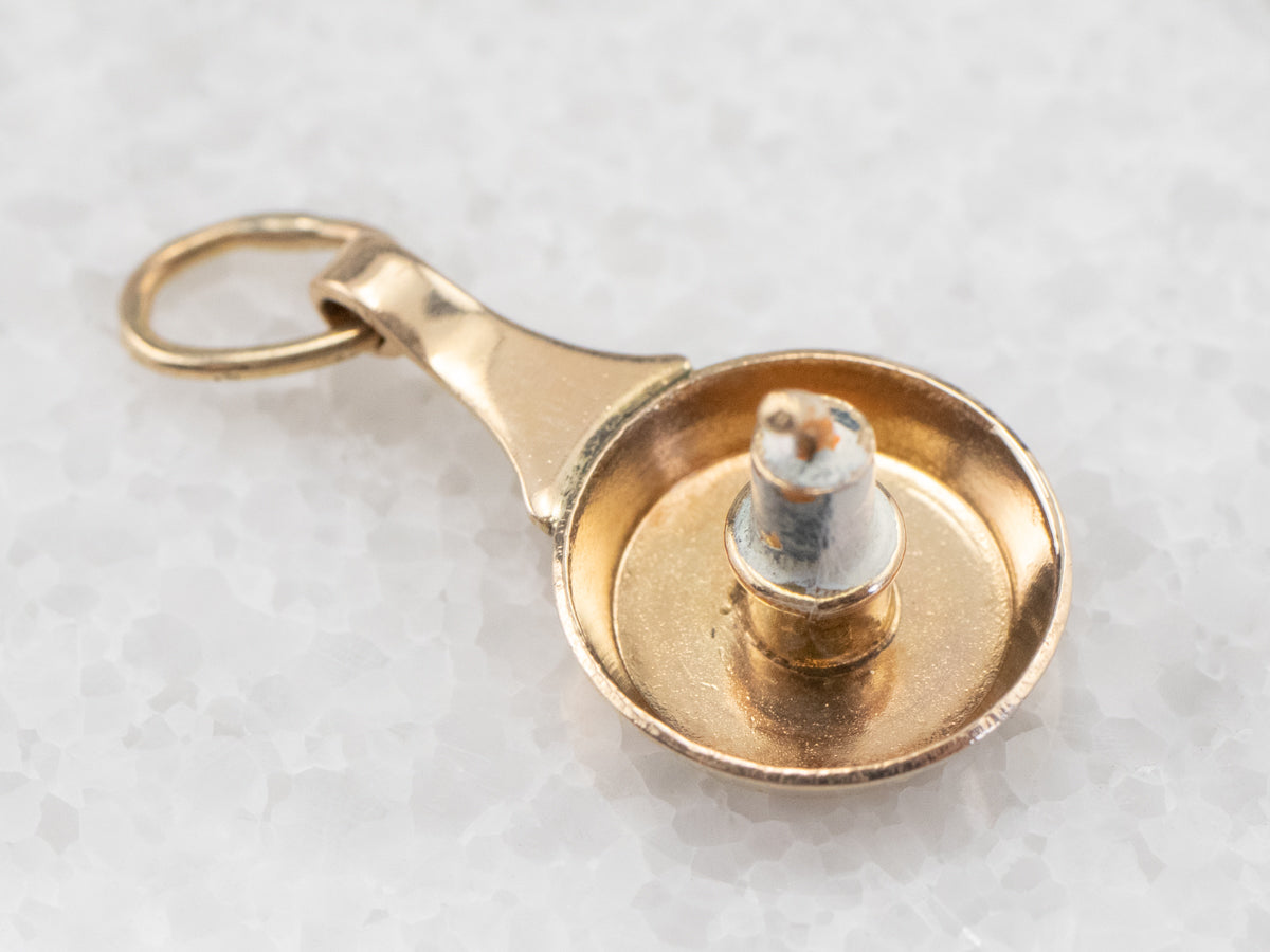 Vintage Enamel Candlestick Gold Charm