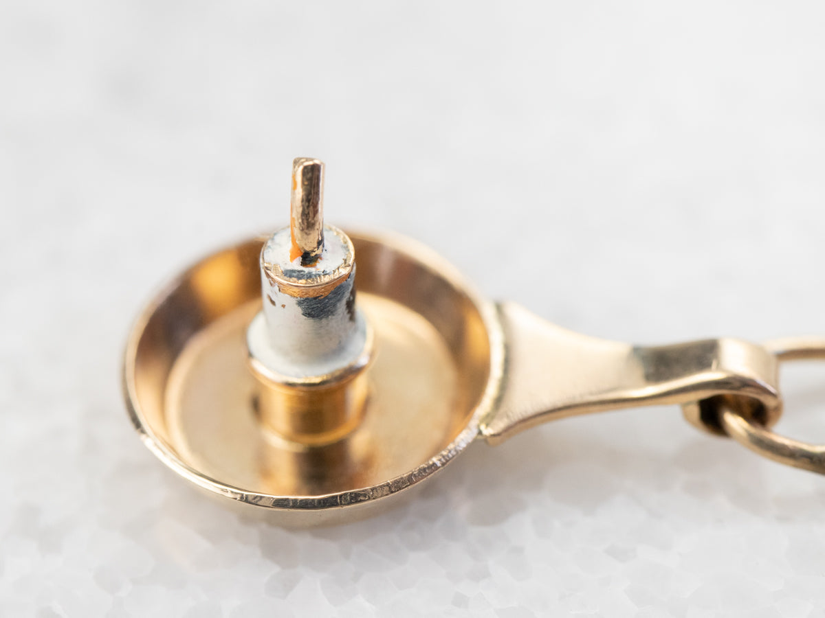 Vintage Enamel Candlestick Gold Charm