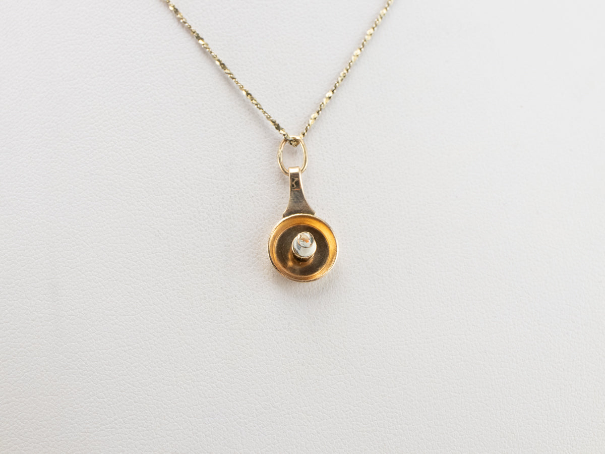 Vintage Enamel Candlestick Gold Charm