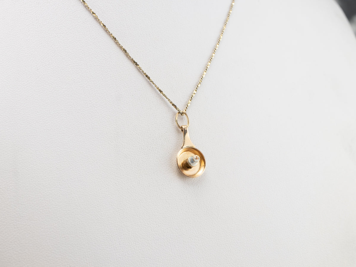 Vintage Enamel Candlestick Gold Charm