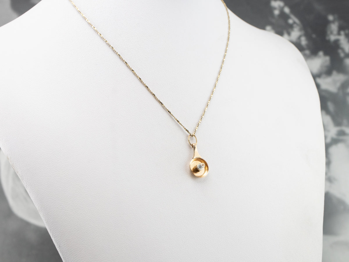 Vintage Enamel Candlestick Gold Charm