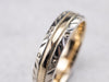Vintage Patterned Two Tone Gold Wedding Band
