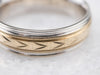 Two Tone Gold Chevron Comfort Fit Wedding Band