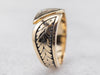Vintage Patterned Bypass Style Gold Band