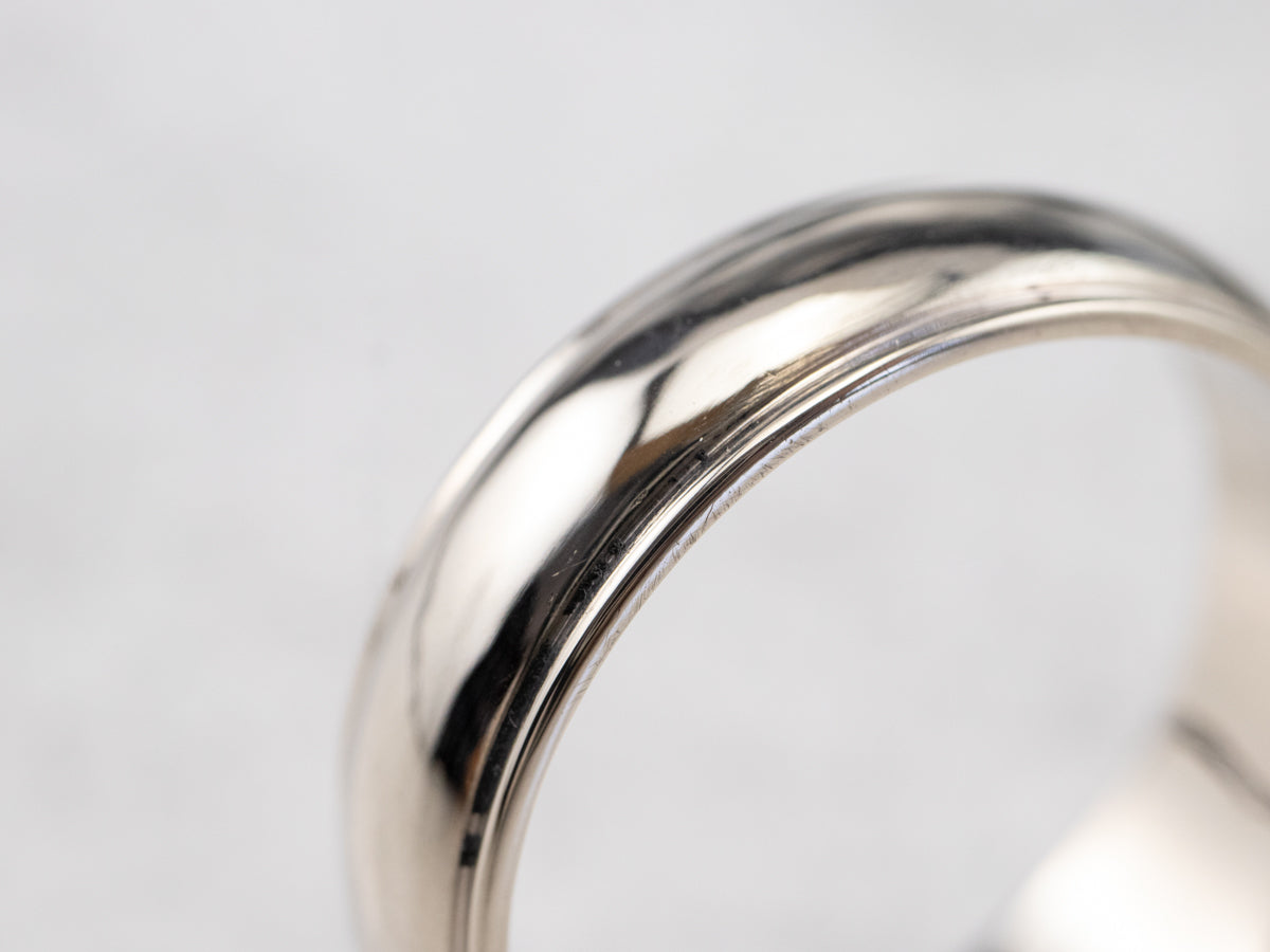 14K White Gold Plain Wedding Band