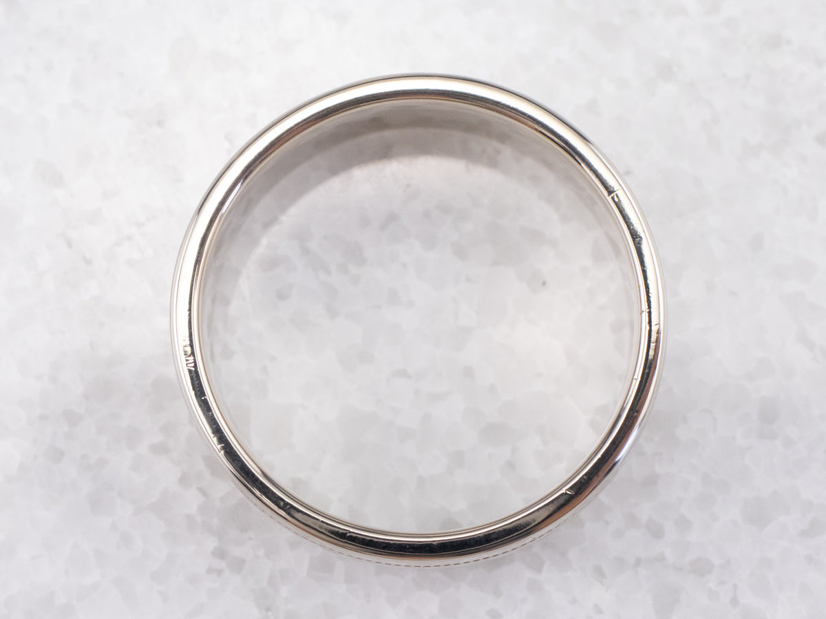 14K White Gold Milgrain Wedding Band