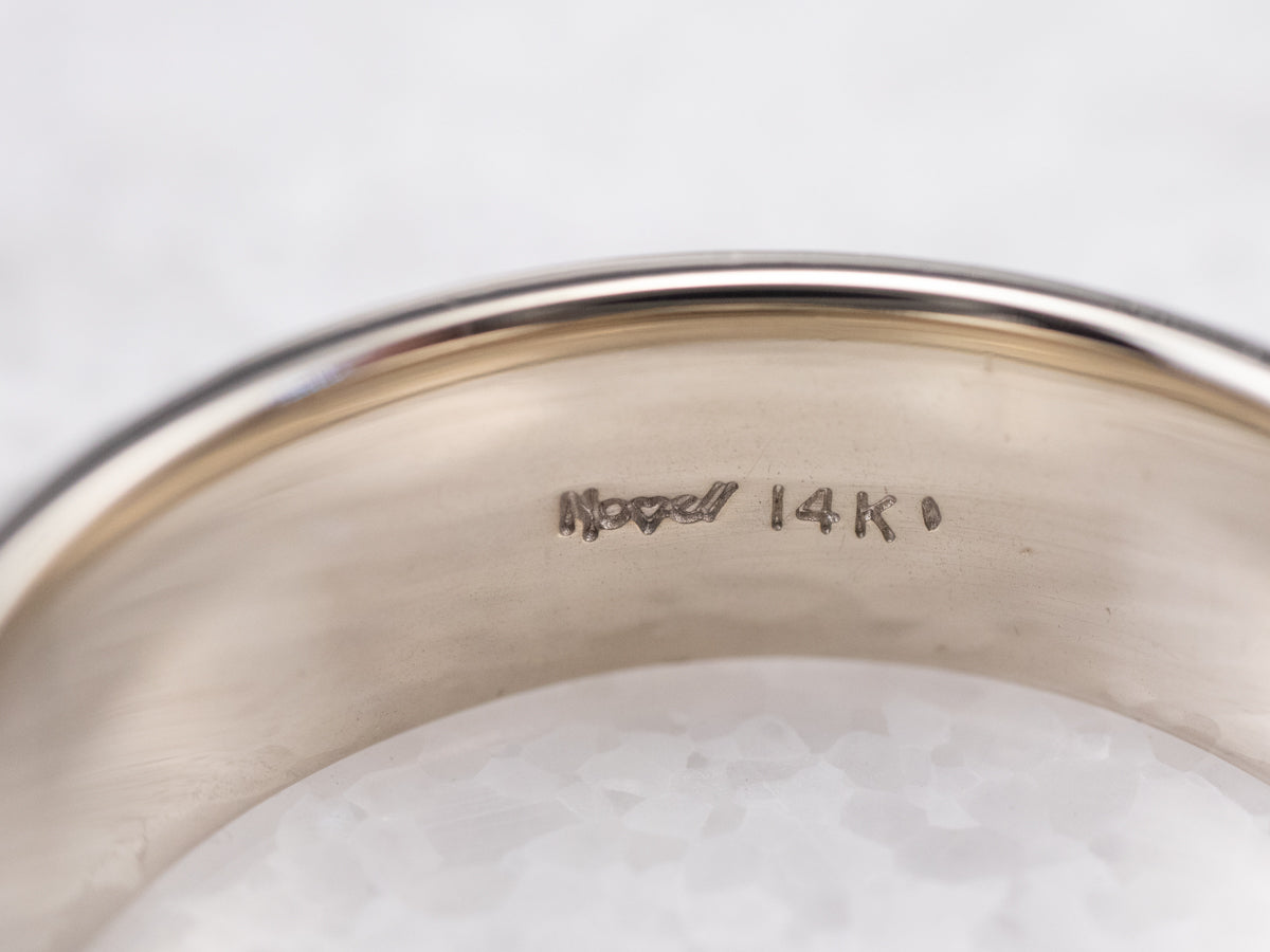 14K White Gold Milgrain Wedding Band