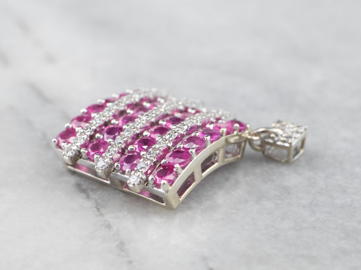 Ruby Diamond Encrusted White Gold Pendant