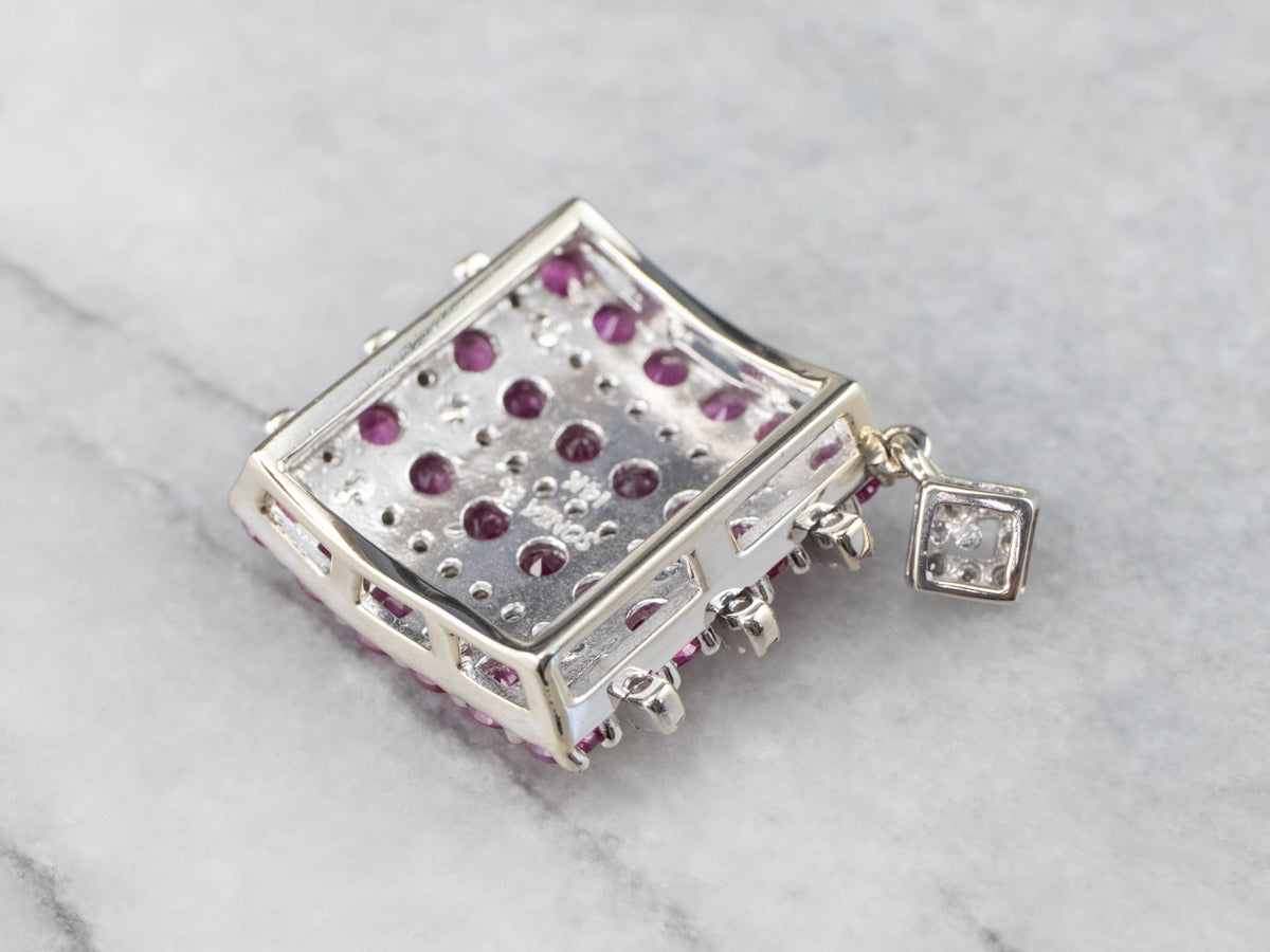 Ruby Diamond Encrusted White Gold Pendant