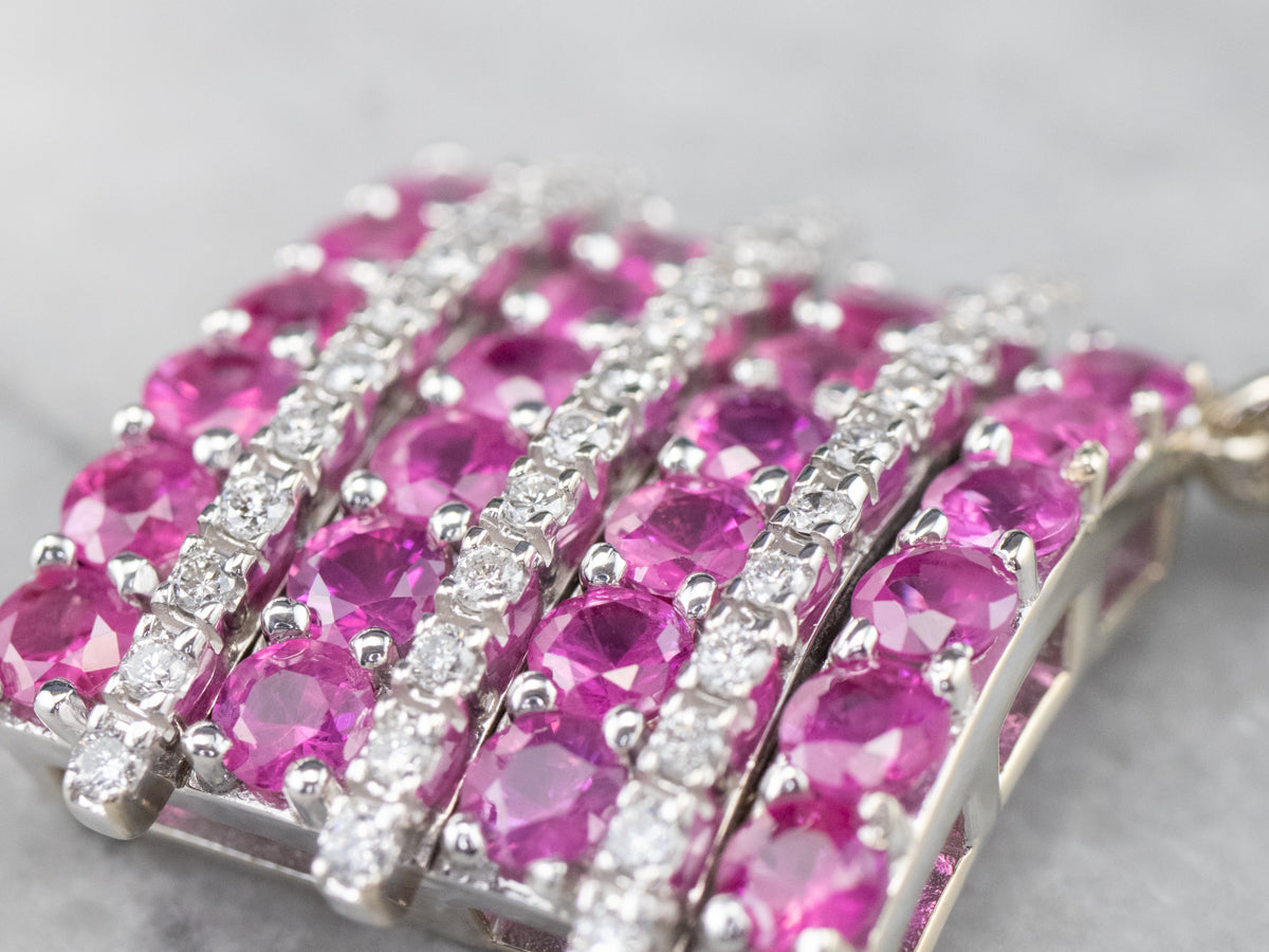 Ruby Diamond Encrusted White Gold Pendant