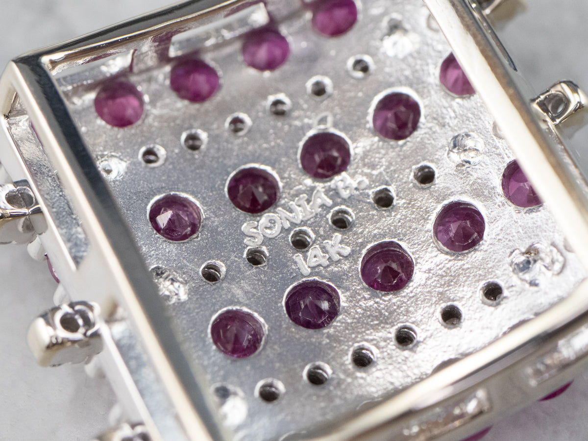 Ruby Diamond Encrusted White Gold Pendant