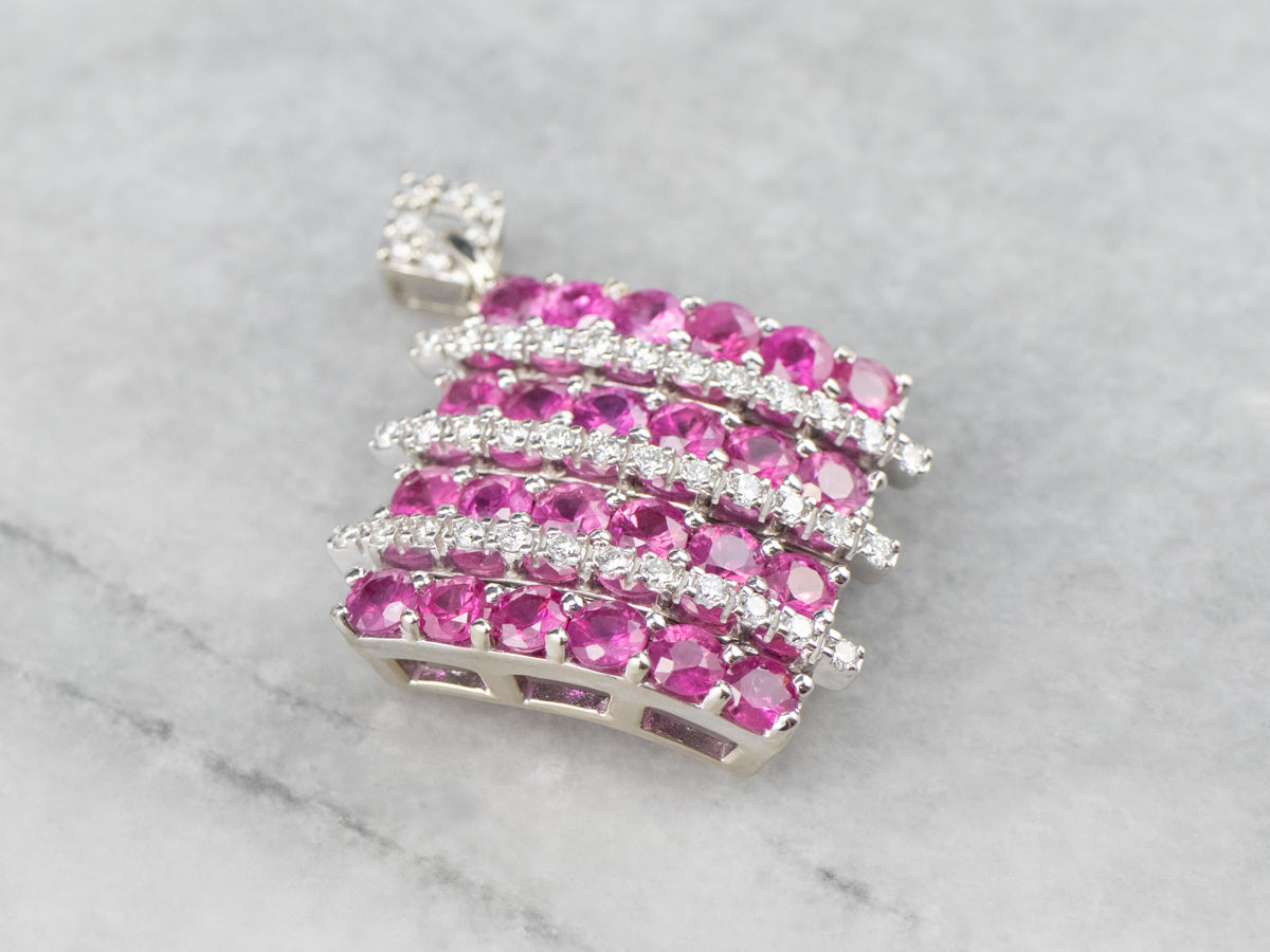 Ruby Diamond Encrusted White Gold Pendant