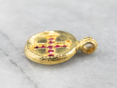 Ruby Cross 800 Gold Medal Pendant