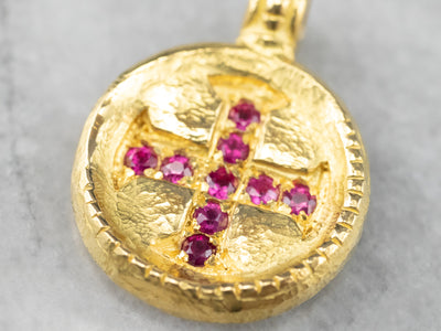 Ruby Cross 800 Gold Medal Pendant