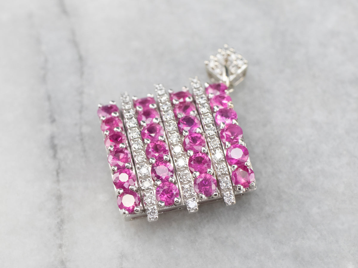 Ruby Diamond Encrusted White Gold Pendant